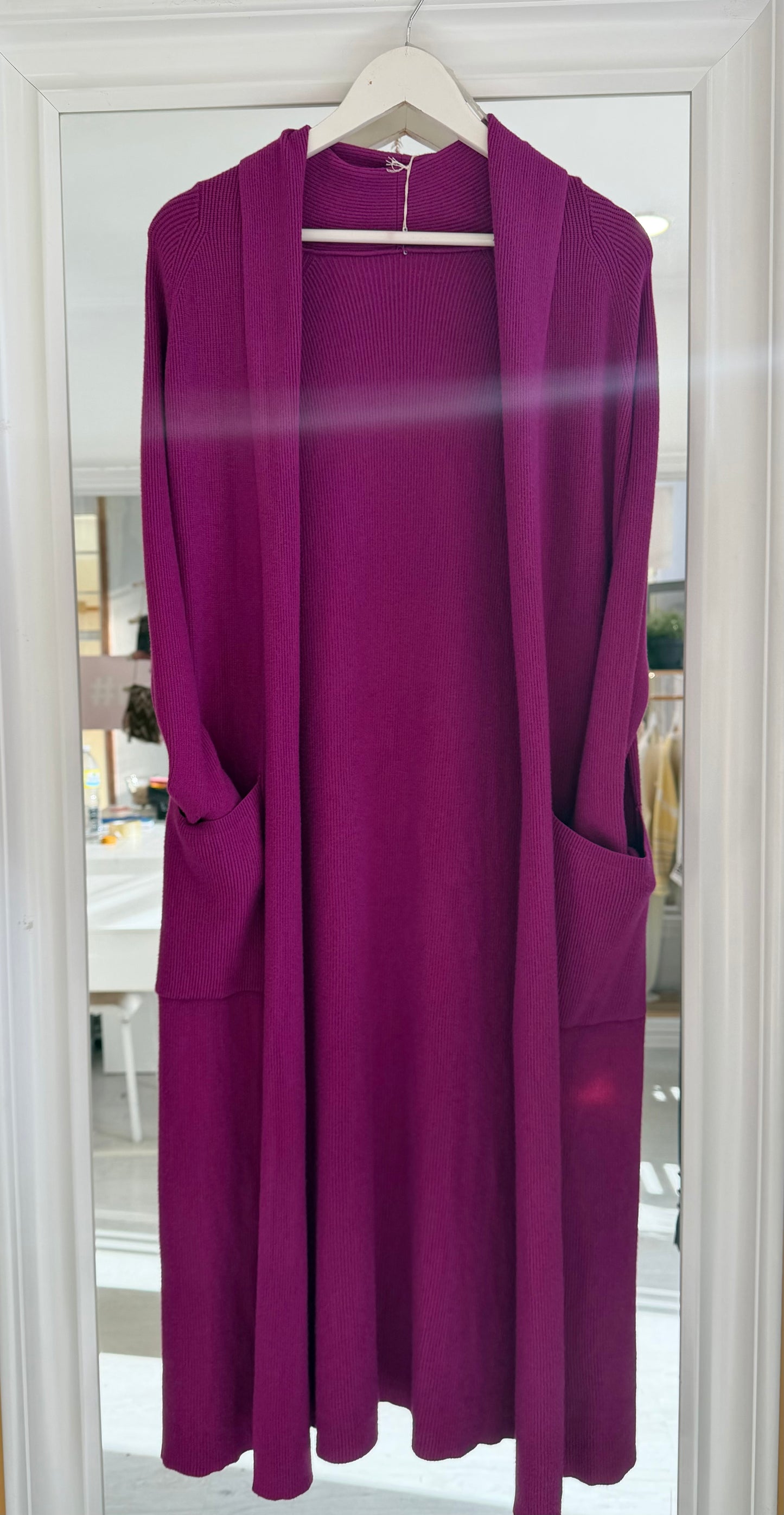 Chaqueta  larga color buganvilla