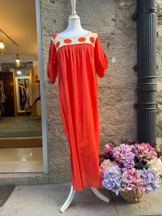 Vestido crochet naranja