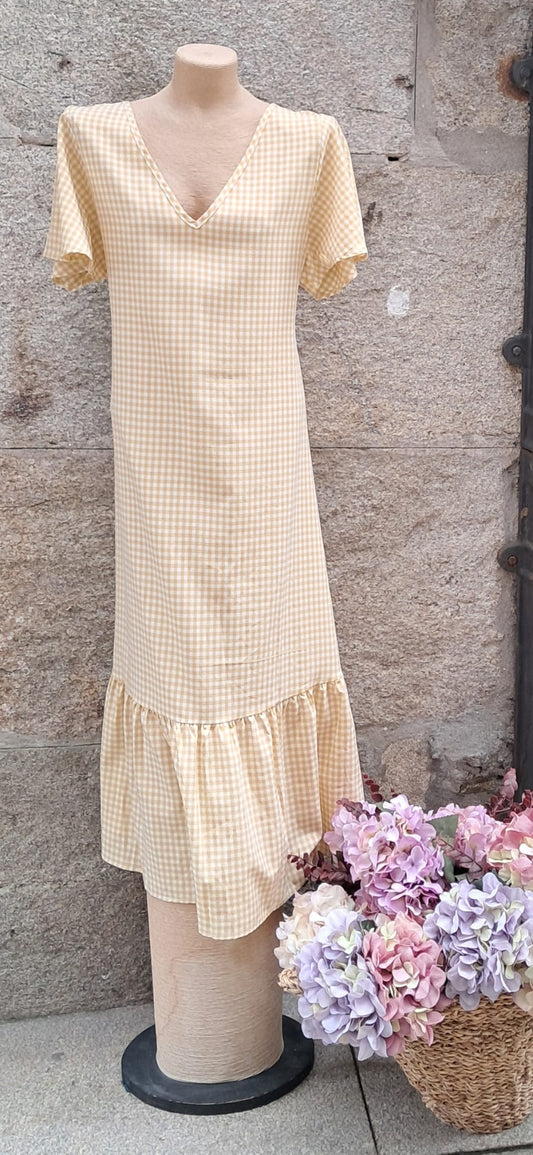 Vestido amarillo cuadros